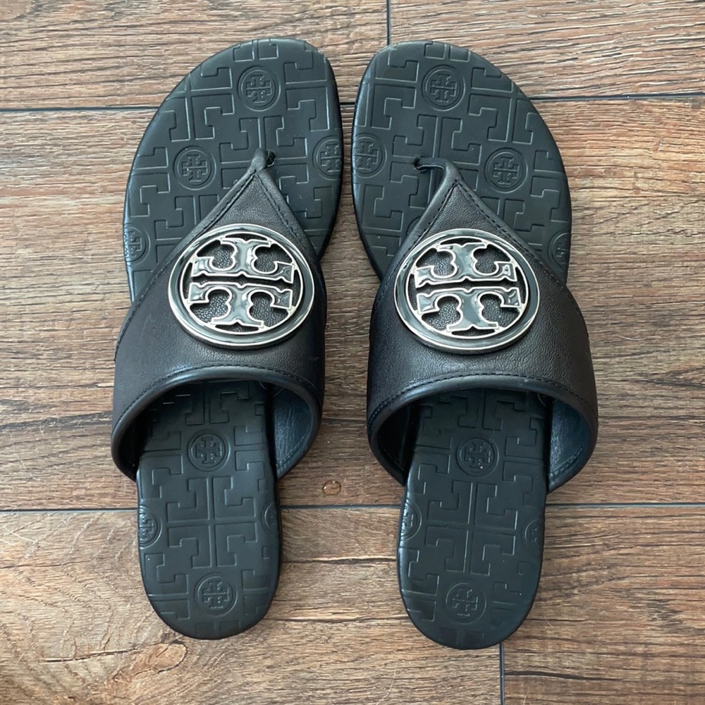 Tory Burch Black Leather Sandals Size 8.5